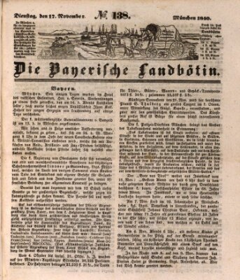 Bayerische Landbötin Dienstag 17. November 1840