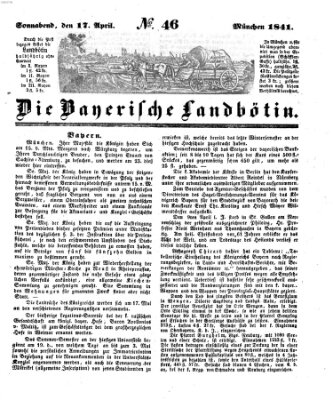Bayerische Landbötin Samstag 17. April 1841