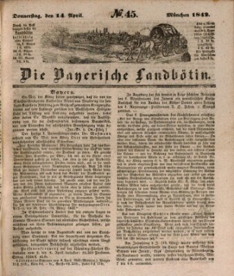 Bayerische Landbötin Donnerstag 14. April 1842