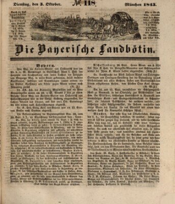 Bayerische Landbötin Dienstag 3. Oktober 1843