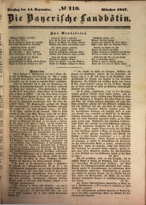 Bayerische Landbötin Dienstag 14. September 1847