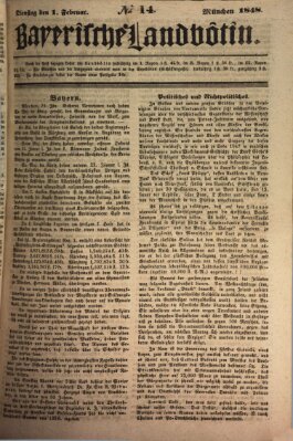 Bayerische Landbötin Dienstag 1. Februar 1848