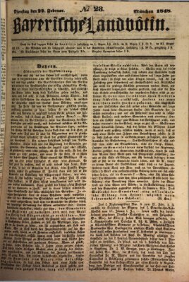 Bayerische Landbötin Dienstag 22. Februar 1848