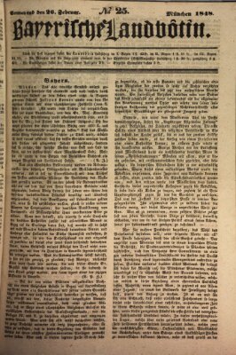 Bayerische Landbötin Samstag 26. Februar 1848