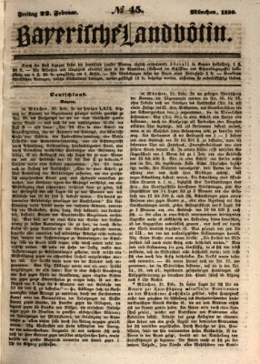Bayerische Landbötin Freitag 22. Februar 1850