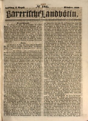 Bayerische Landbötin Sonntag 4. August 1850