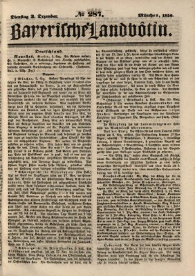 Bayerische Landbötin Dienstag 3. Dezember 1850