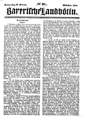 Bayerische Landbötin Donnerstag 6. Februar 1851