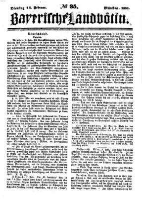 Bayerische Landbötin Dienstag 11. Februar 1851