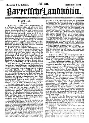 Bayerische Landbötin Sonntag 16. Februar 1851