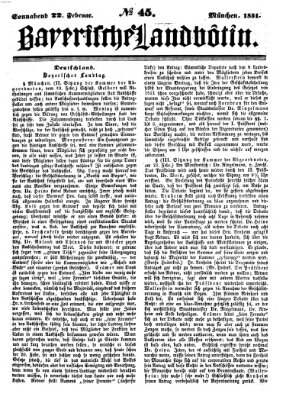 Bayerische Landbötin Samstag 22. Februar 1851