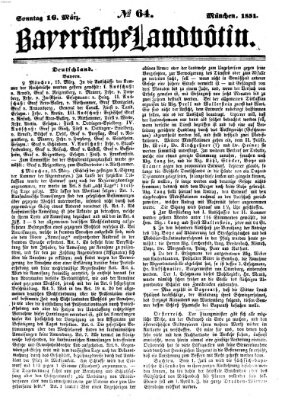 Bayerische Landbötin Sonntag 16. März 1851