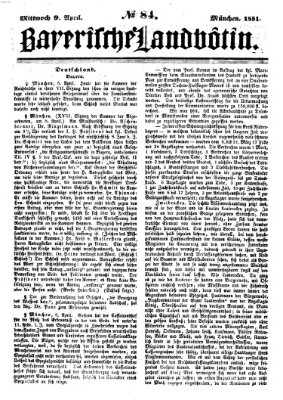 Bayerische Landbötin Mittwoch 9. April 1851