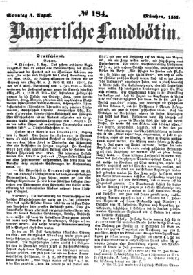 Bayerische Landbötin Sonntag 3. August 1851