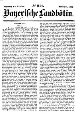 Bayerische Landbötin Sonntag 12. Oktober 1851