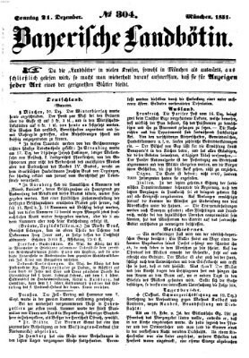 Bayerische Landbötin Sonntag 21. Dezember 1851