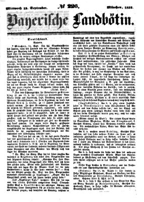 Bayerische Landbötin Mittwoch 15. September 1852
