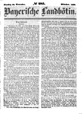 Bayerische Landbötin Dienstag 23. November 1852