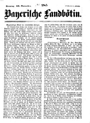 Bayerische Landbötin Sonntag 27. November 1853