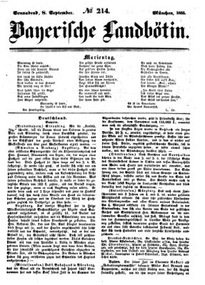 Bayerische Landbötin Samstag 8. September 1855