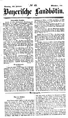 Bayerische Landbötin Sonntag 12. Februar 1860