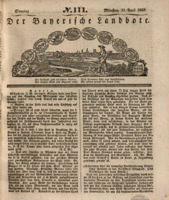 Der Bayerische Landbote Sonntag 21. April 1833