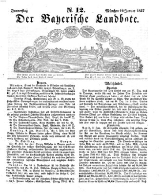 Der Bayerische Landbote Donnerstag 12. Januar 1837