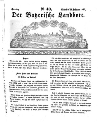 Der Bayerische Landbote Sonntag 12. Februar 1837