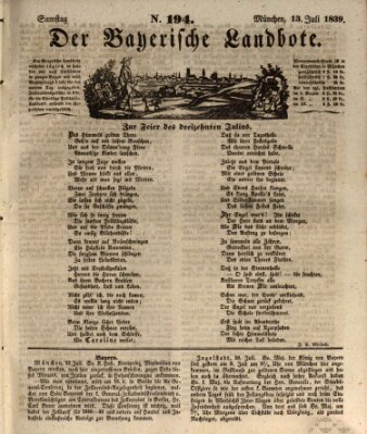 Der Bayerische Landbote Samstag 13. Juli 1839