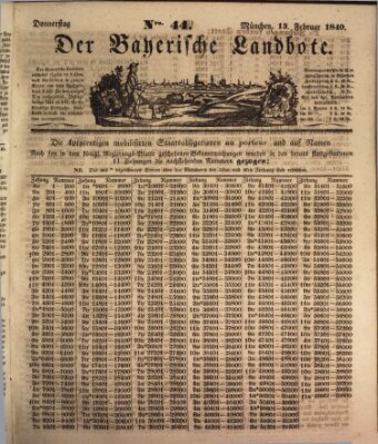 Der Bayerische Landbote Donnerstag 13. Februar 1840