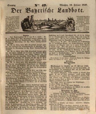 Der Bayerische Landbote Sonntag 16. Februar 1840