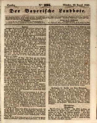 Der Bayerische Landbote Samstag 22. August 1840