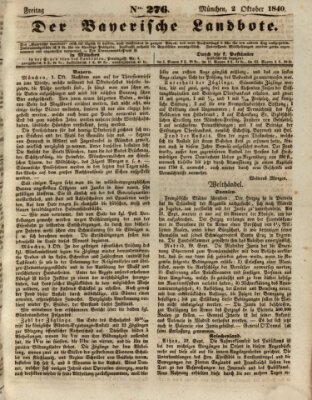 Der Bayerische Landbote Freitag 2. Oktober 1840