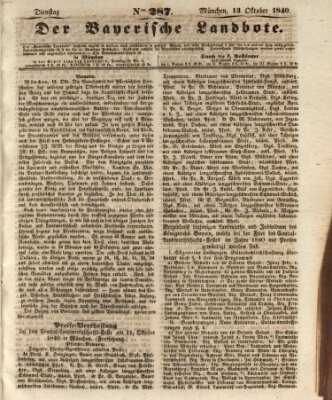 Der Bayerische Landbote Dienstag 13. Oktober 1840