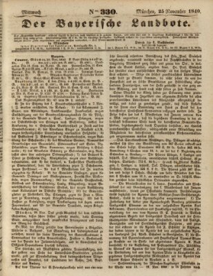 Der Bayerische Landbote Mittwoch 25. November 1840