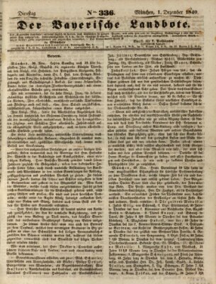 Der Bayerische Landbote Dienstag 1. Dezember 1840
