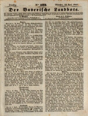 Der Bayerische Landbote Dienstag 13. April 1841