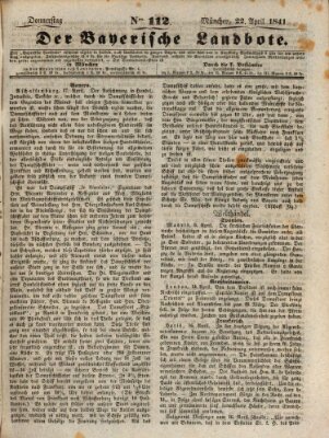 Der Bayerische Landbote Donnerstag 22. April 1841