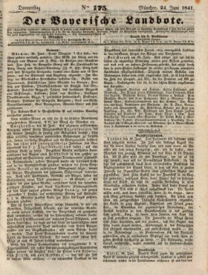 Der Bayerische Landbote Donnerstag 24. Juni 1841