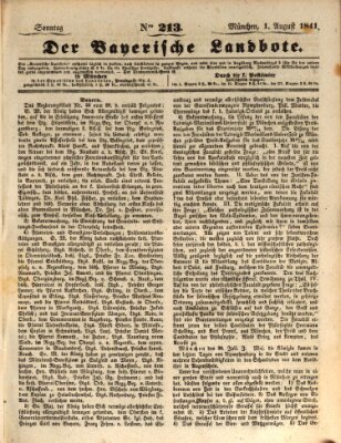 Der Bayerische Landbote Sonntag 1. August 1841