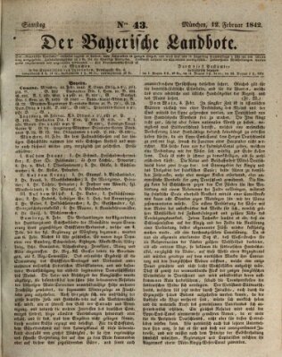 Der Bayerische Landbote Samstag 12. Februar 1842