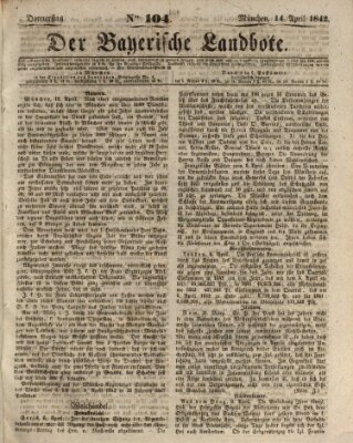 Der Bayerische Landbote Donnerstag 14. April 1842