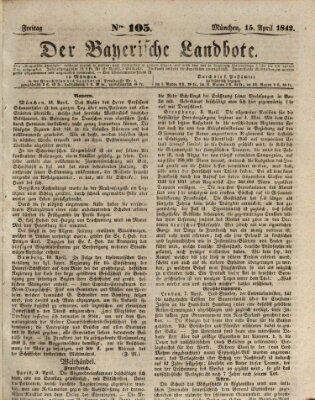 Der Bayerische Landbote Freitag 15. April 1842