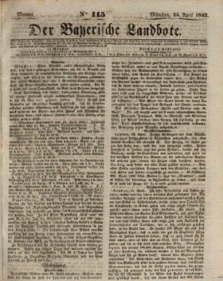 Der Bayerische Landbote Montag 25. April 1842