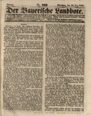 Der Bayerische Landbote Montag 12. Dezember 1842