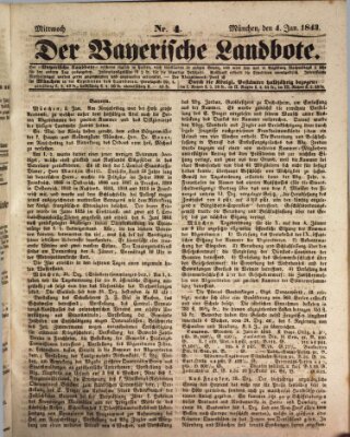 Der Bayerische Landbote Mittwoch 4. Januar 1843