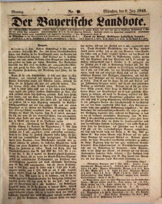 Der Bayerische Landbote Montag 9. Januar 1843