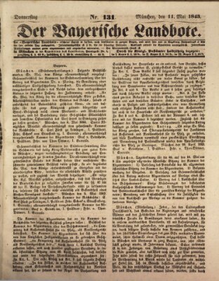 Der Bayerische Landbote Donnerstag 11. Mai 1843