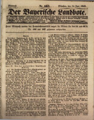 Der Bayerische Landbote Mittwoch 14. Juni 1843