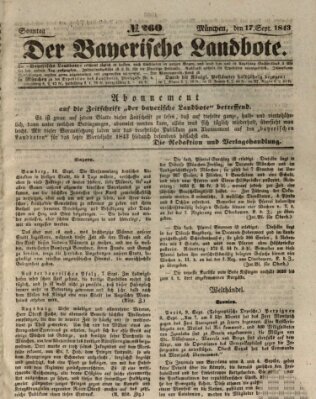 Der Bayerische Landbote Sonntag 17. September 1843